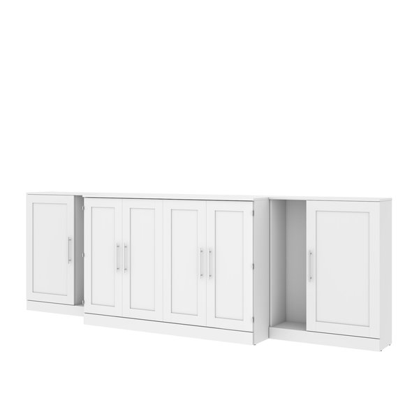 Bestar Pur Queen Cabinet Bed with Mattress and Storage Cabinets (139W), White 126680-000017